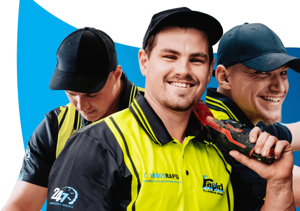 A Rapid Plumbing Group plumber helping a customer