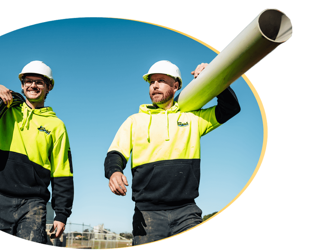Rapid Plumbing Group commercial crew on site