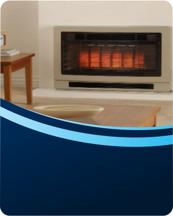 Gas space heater serviced in a living room